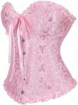 Pink Lace Overbust Corset Bustier for Women