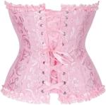 Pink Lace Overbust Corset Bustier for Women