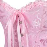 Pink Lace Overbust Corset Bustier for Women