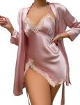 Pink Satin Chemise Nightgown with Adjustable Straps
