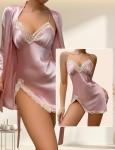 Pink Satin Chemise Nightgown with Adjustable Straps