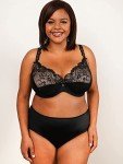 Curvy Couture Women's Tulip Sexy Lace Plus Size Push Up Bra, Black, 36H