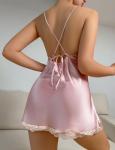 Pink Satin Chemise Nightgown with Adjustable Straps