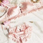 ZooChest Silk Lingerie Set for Women Sexy Soft Bra and Knicker sets Cosplay Dress Shiny Lolita Underwear Panties Pink