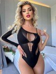 Twinice 4 - Piece Set of Sexy Fishnet Lingerie for Women Fishnet Bodysuit Lace Bodysuits Sexy Babydoll Nightwear