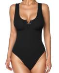 Black Bodysuit with Tummy Control and Sleeveless Style