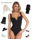 Black Bodysuit with Tummy Control and Sleeveless Style