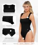 Sleeveless Black Tummy Control Thong Bodysuit