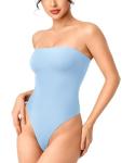 YEOREO Strapless Bodysuit Tube Top in Light Blue