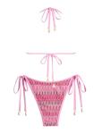 Colorblock Triangle Halter Cheeky Thong Bikini Set