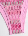 Colorblock Triangle Halter Cheeky Thong Bikini Set