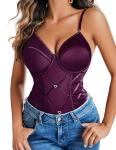 Avidlove Dark Purple Corset Bodysuit Lingerie Set