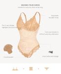 FeelinGirl Women's Lace V Neck Bodysuit in Khaki