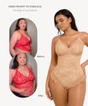 FeelinGirl Women's Lace V Neck Bodysuit in Khaki