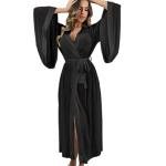 Black Sheer Summer Kimono Robe for Women