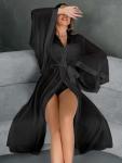 Black Sheer Summer Kimono Robe for Women