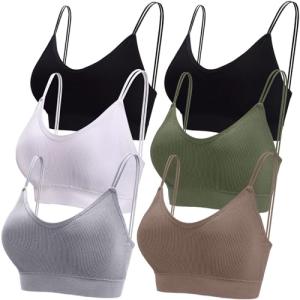 6 Pack Women's Padded V Neck Cami Bralettes
