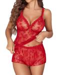 Avidlove Red Sleeveless V-Neck Pajama Set