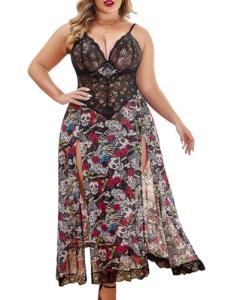 Avidlove Plus Size Strappy Lace Babydoll Nightgown