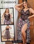 Avidlove Plus Size Strappy Lace Babydoll Nightgown