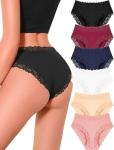 Women’s Cheeky Cotton Lace Bikini Panties Pack of 6