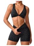 Leopard Print Sports Bra and Biker Shorts Set