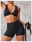 Leopard Print Sports Bra and Biker Shorts Set
