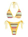 Colorblock Triangle Halter Cheeky Bikini Set