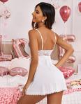 Avidlove White Bridal Teddy Lingerie Set