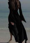 Sheer Mesh Kimono Cardigan with Ruffled Sleeves