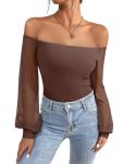 Off The Shoulder Sheer Mesh Puff Bodysuit