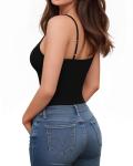MANGOPOP Women's Deep V Thong Bodysuit