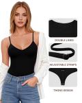 MANGOPOP Women's Deep V Thong Bodysuit