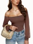Off The Shoulder Sheer Mesh Puff Bodysuit