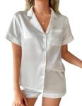 Girece Women’s Satin Button-Up Pajama Set