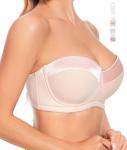 Dvpol Strapless Push-Up Bra in Beige Pink 42C