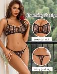 Avidlove Leopard Print Mesh Bra and Thong Set