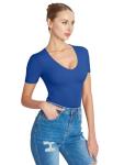 Reoria Women's V Neck Seamless Thong Bodysuit