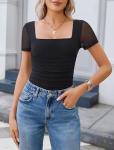 Avidlove Sheer Mesh Short Sleeve Bodysuit