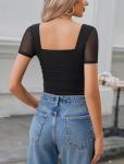 Avidlove Sheer Mesh Short Sleeve Bodysuit