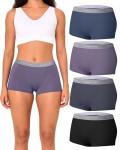 Bamboo Cool Women’s Boyshorts 4-Pack, Moisture-Wicking