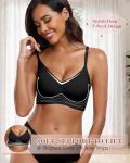 HORISUN Women's Wireless Seamless Black Pullover Bra