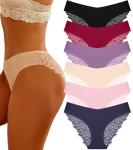 6 Pack Silky Lace Cheeky Hipster Panties