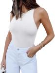 REORIA Sexy Sleeveless High Neck Thong Bodysuit
