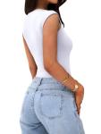 PINKMSTYLE Women's Sleeveless Fitted Thong Bodysuit