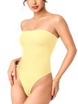 YEOREO Strapless Double Lined Thong Bodysuit