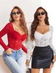 Avidlove White Lace Thong Bodysuit for Women