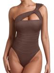 One Shoulder Leopard Print Bodysuit for Night Out
