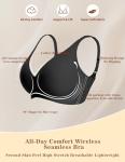 Seamless Deep V Push Up Wireless Bra - Black