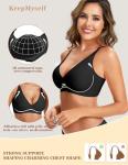 Seamless Deep V Push Up Wireless Bra - Black